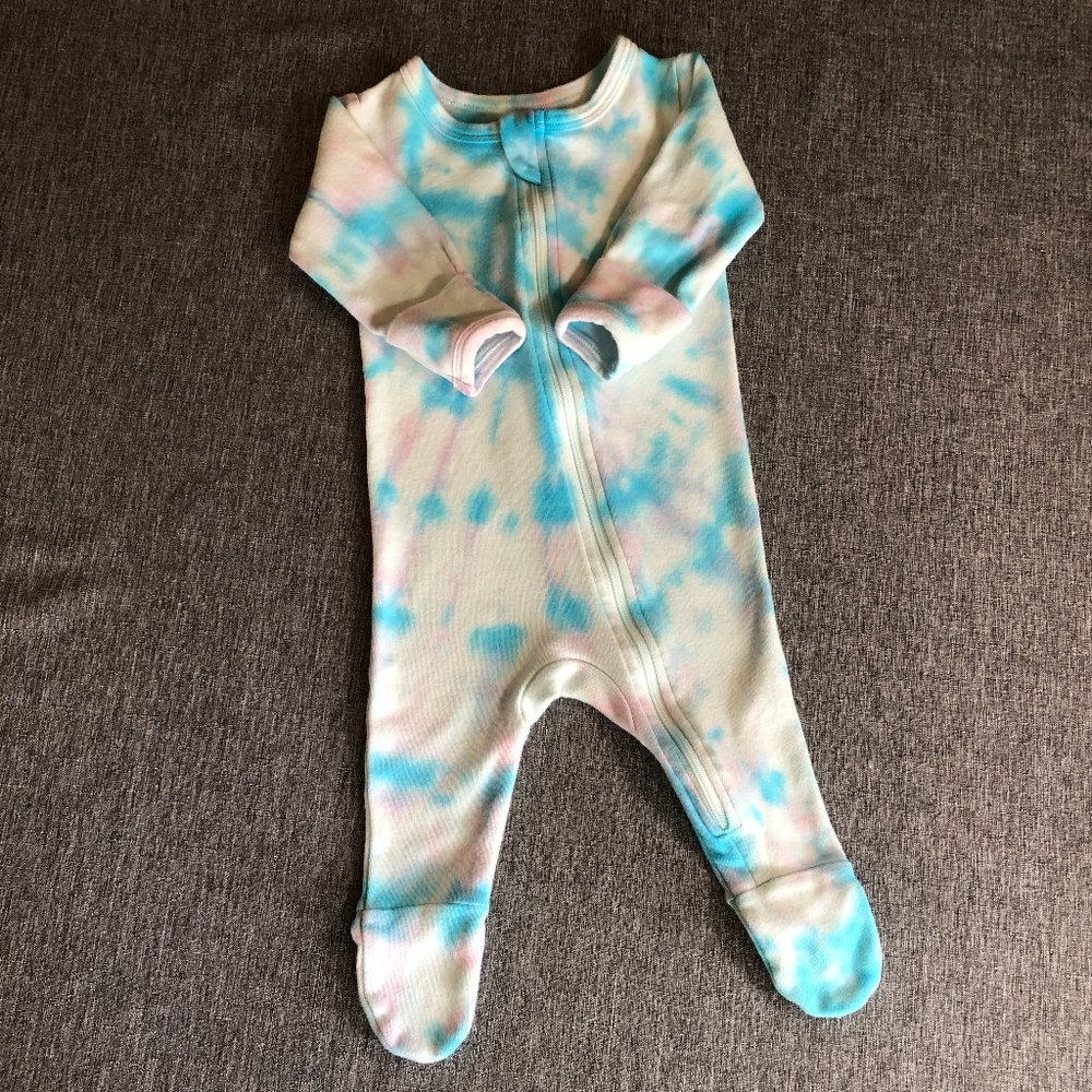 OWLIVIA - Infant Footed Long Sleeve Pajamas - Pink & Blue Tie dye - Size: 3-6 mo